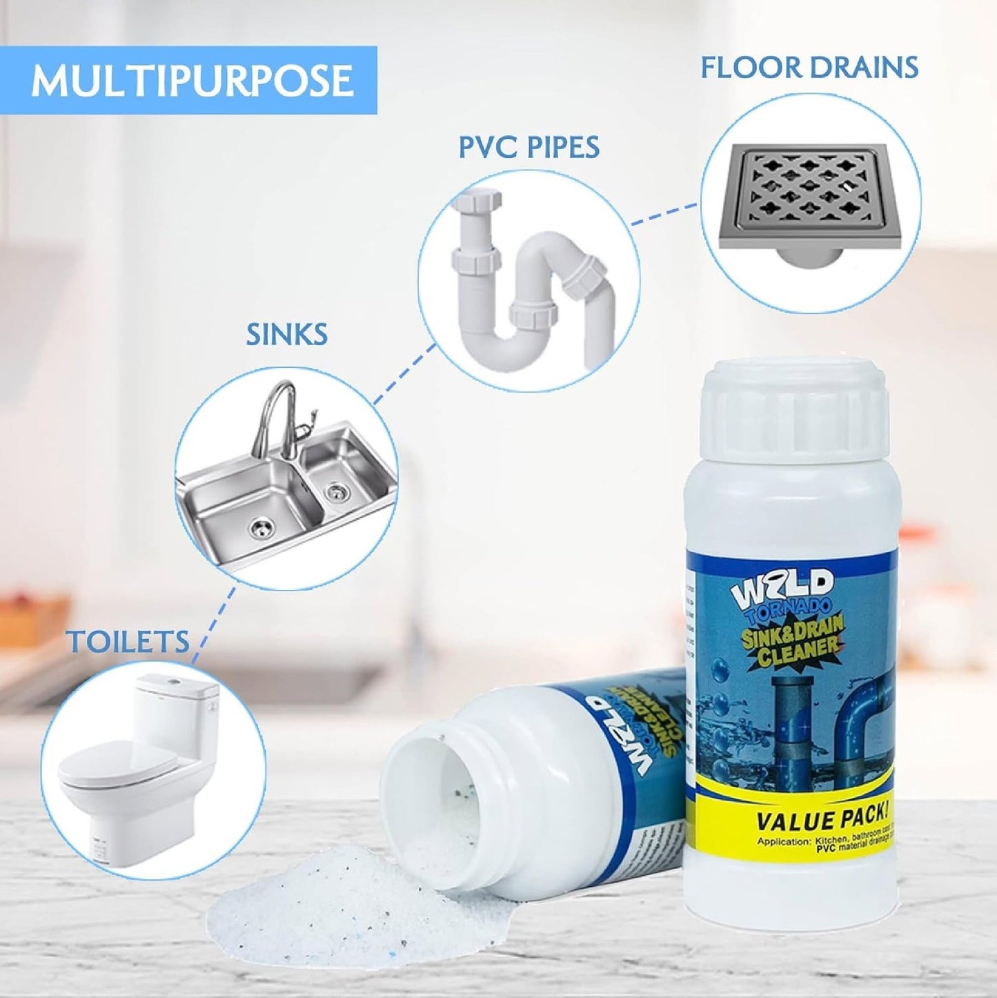 Polvo Limpiador De Drenaje - Destapador potente de tuberías