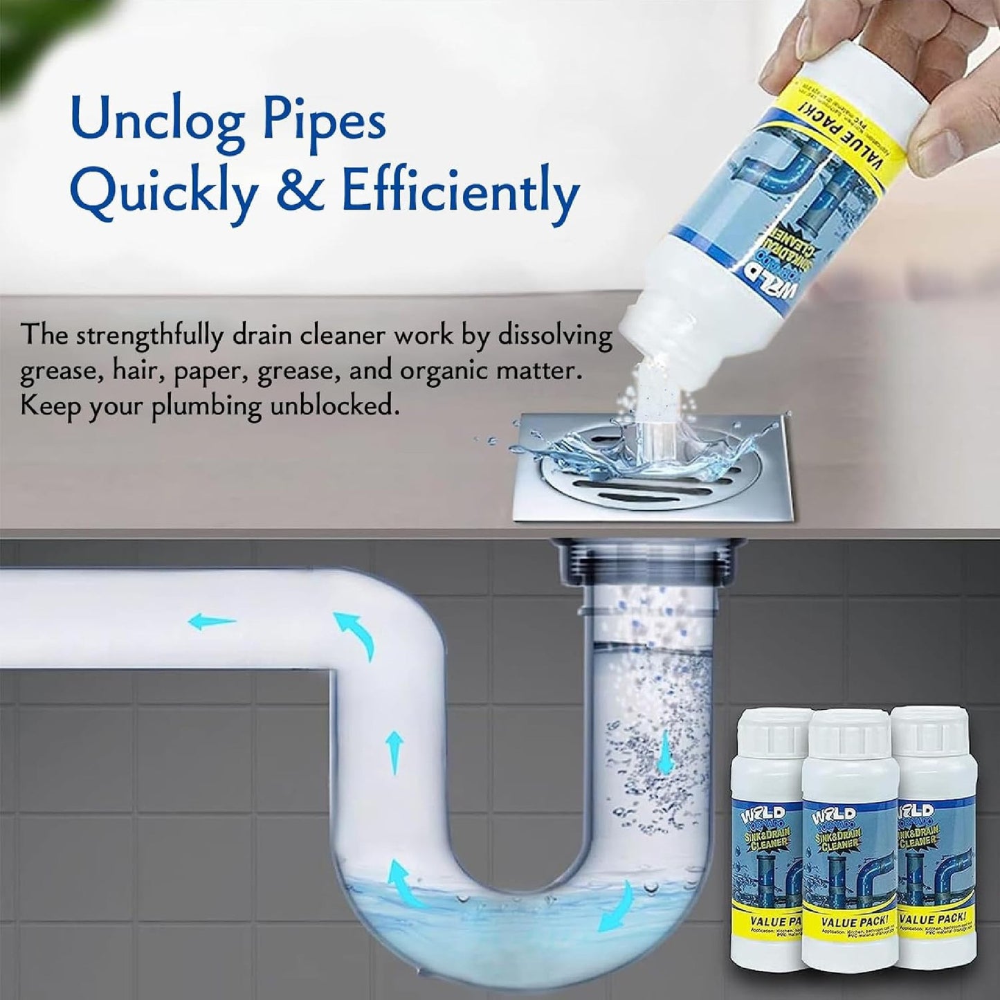 Polvo Limpiador De Drenaje - Destapador potente de tuberías