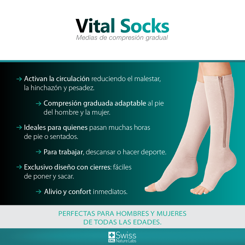Vital Socks Medias de Compresión Set 3 Und Alivio y Comodidad Instantánea (2 Pares Beige + 1 Ng)