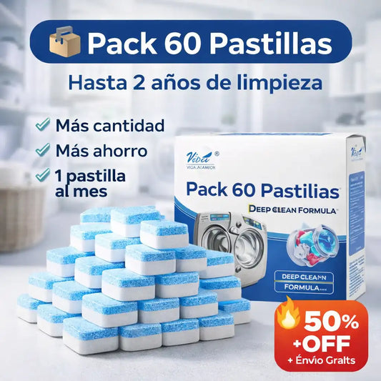 Pastillas Limpiadoras de Lavadora Pack Ahorro de 60 Unid
