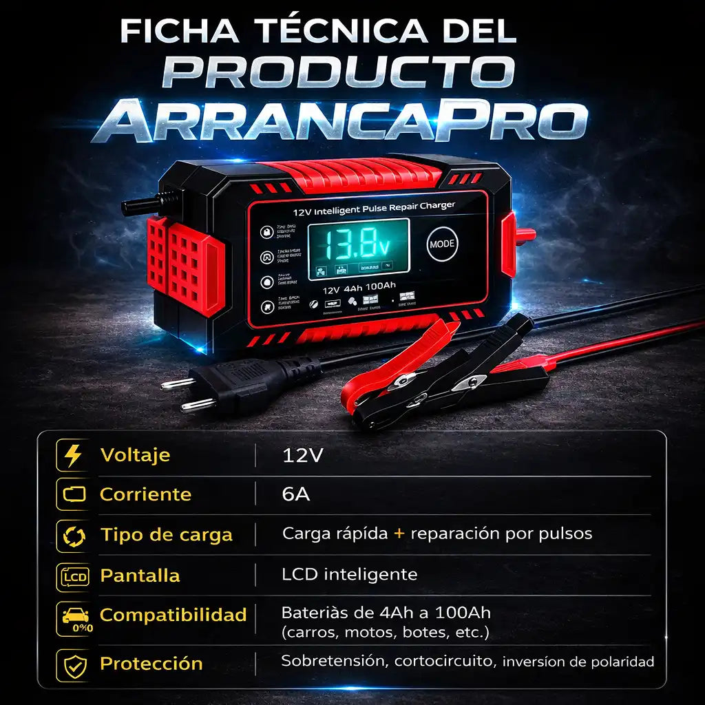 ARRANCAPRO-CARGADOR REPARADOR DE BATERIAS PARA AUTO