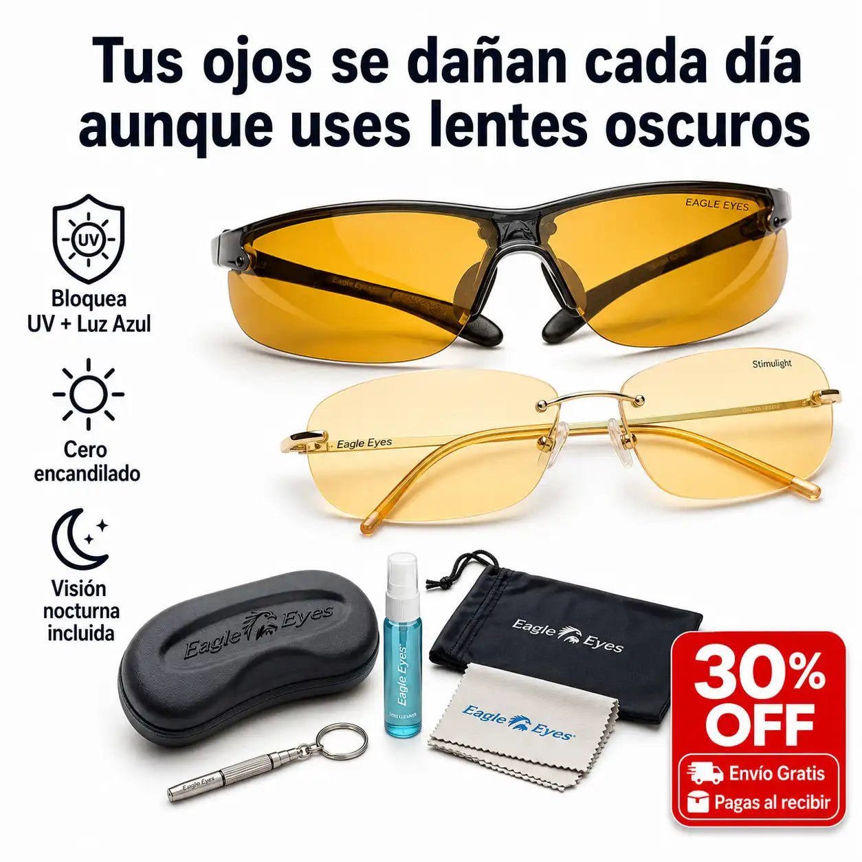 Eagle Eyes Lentes Sol Bloqueo Rayos UV