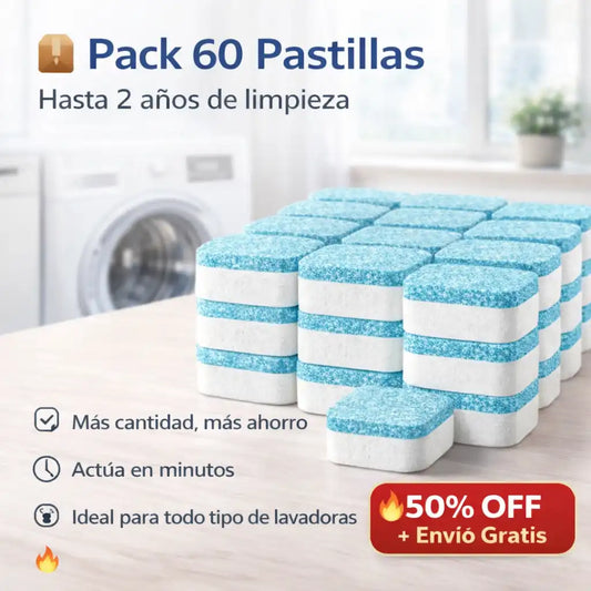 Pastillas Limpiadoras de Lavadora Pack 60 Unid-Elimina Olores y Suciedad Oculta