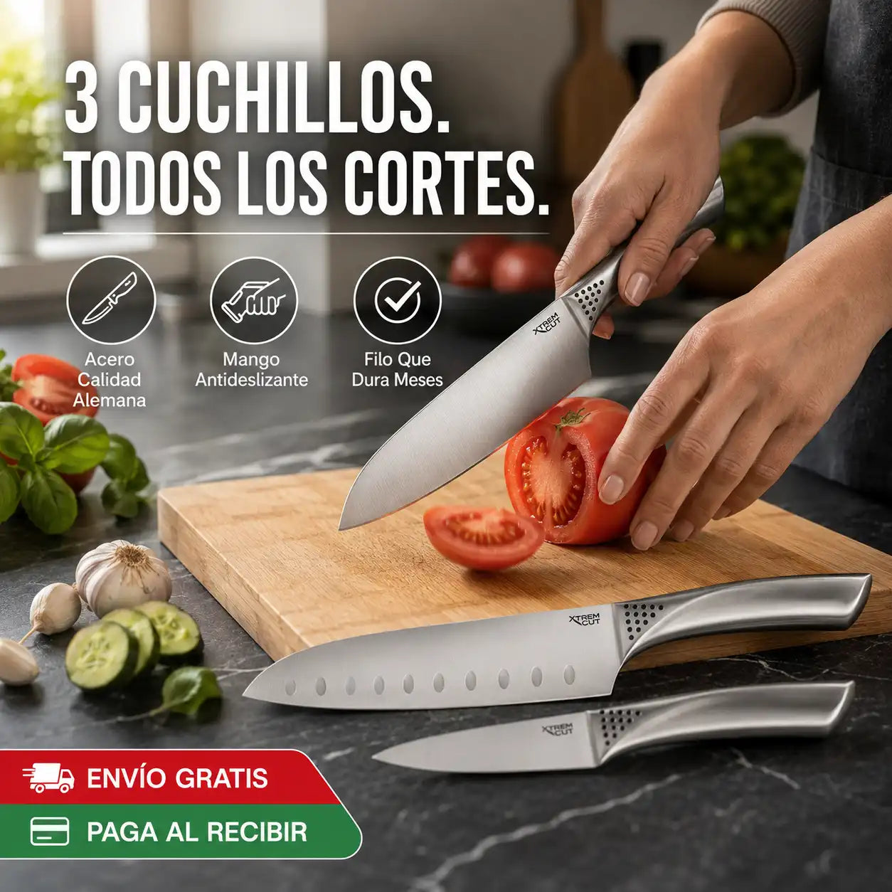 Xtrem Cut Set 3 Cuchillos Acero Inox