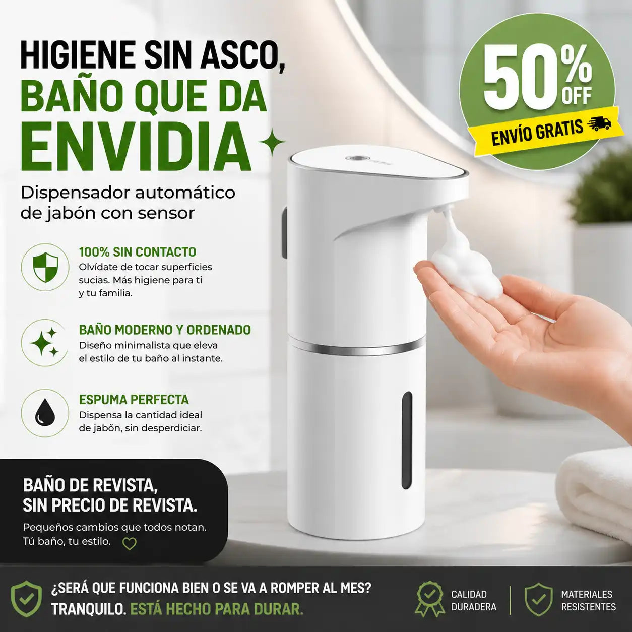 Dispensador Automático De Jabón al instante. Sin tocar nada.