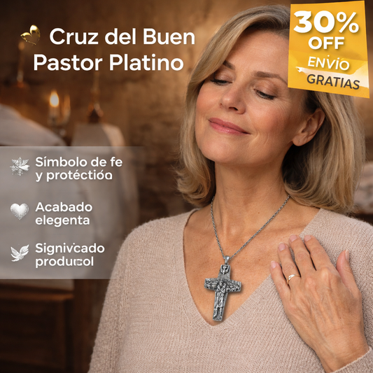 Cruz Buen Pastor Platino