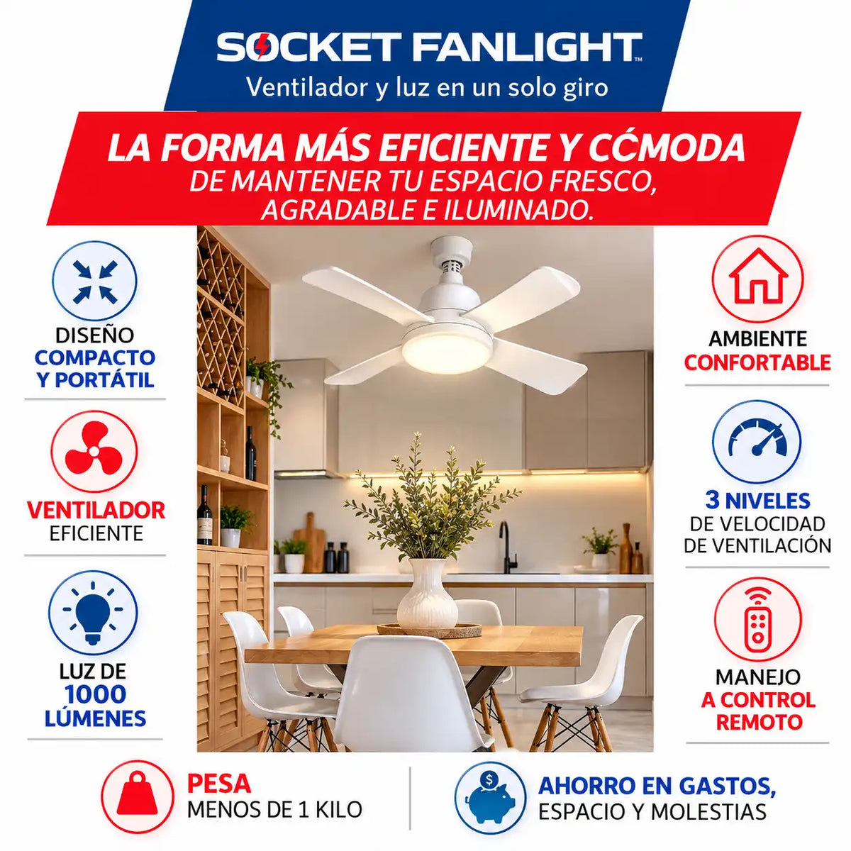 Socket Fanlight™ - Dile adiós al calor y a la oscuridad