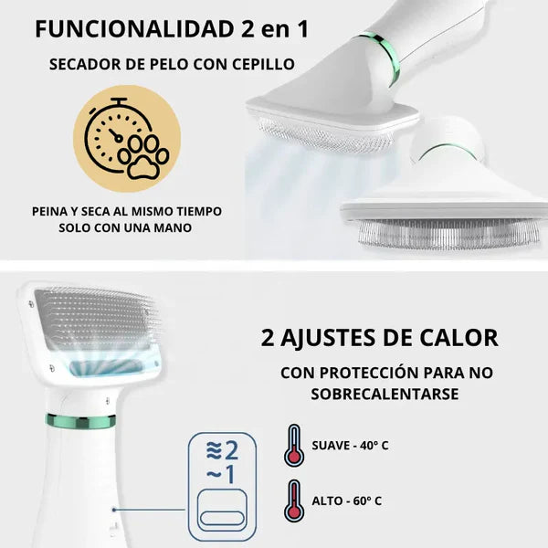 Cepillo Y Secador De Mascotas 2 En 1